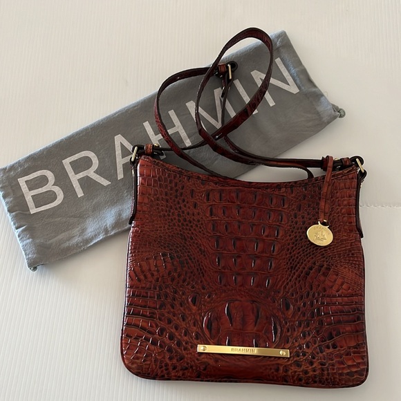 NWT Brahmin Jody Pecan Melbourne Croc-Embossed Leather Crossbody - Picture 6 of 16